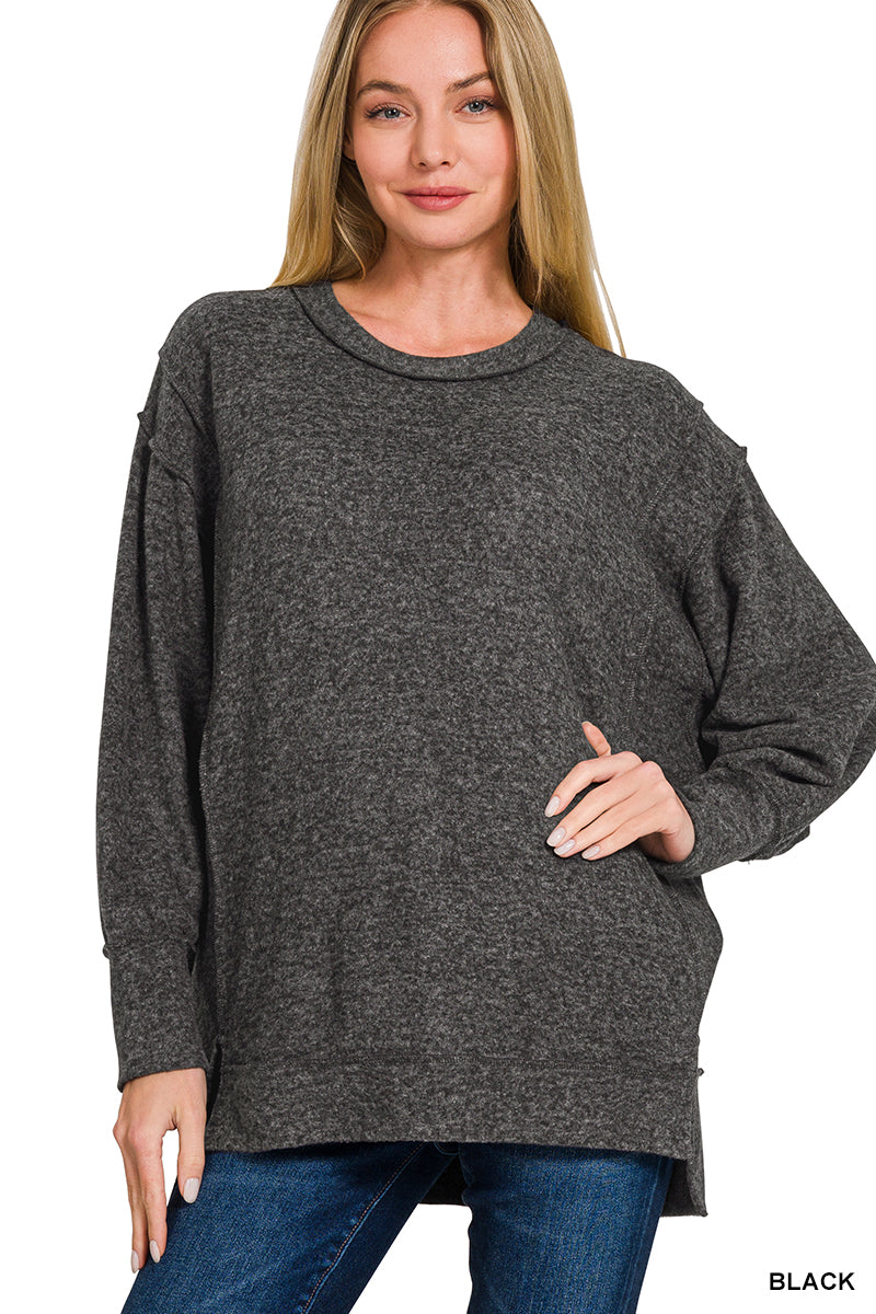 Womens Brushed Melange Hacci Oversized Sweater