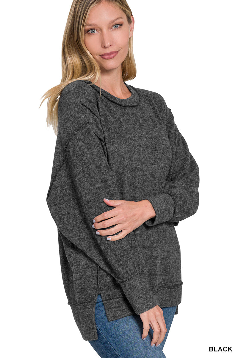 Womens Brushed Melange Hacci Oversized Sweater