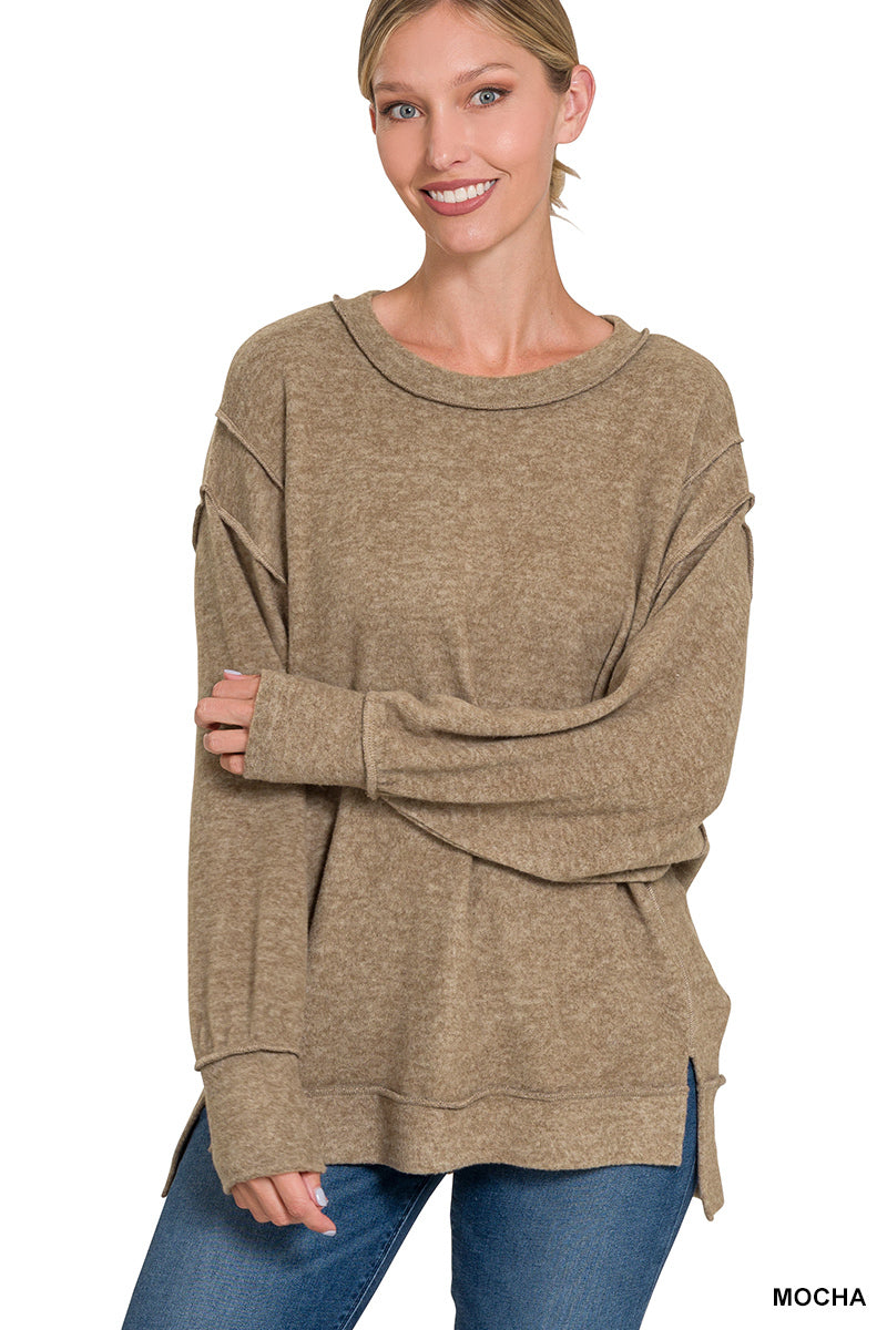 Womens Brushed Melange Hacci Oversized Sweater