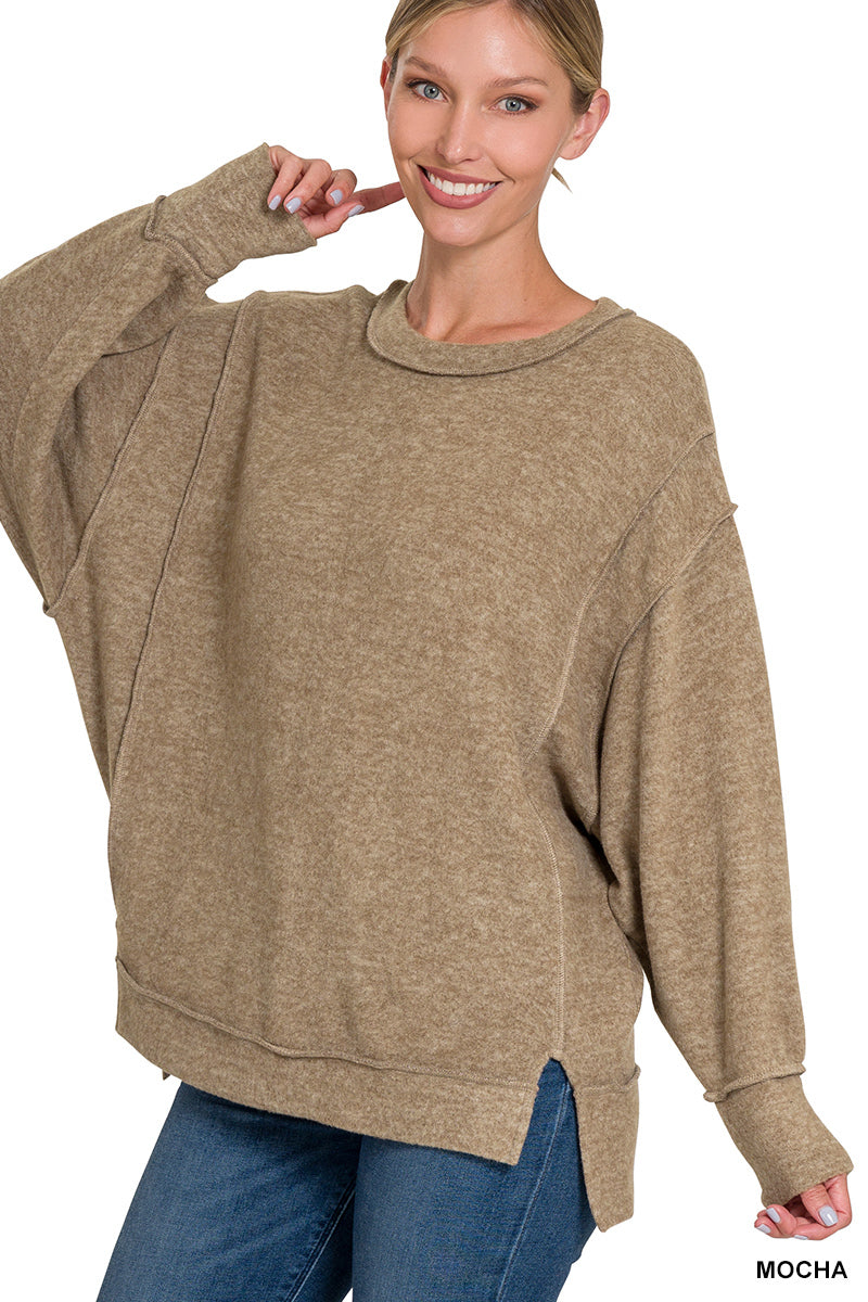 Womens Brushed Melange Hacci Oversized Sweater