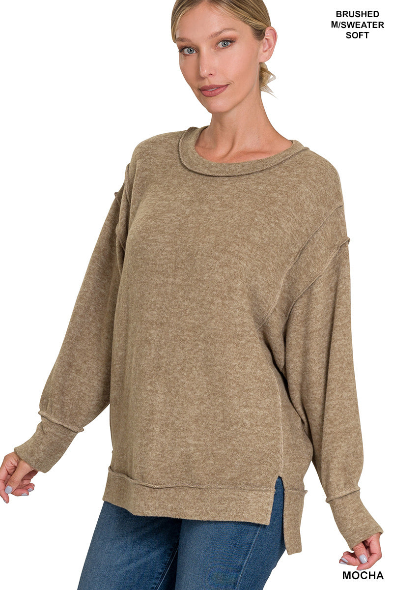 Womens Brushed Melange Hacci Oversized Sweater