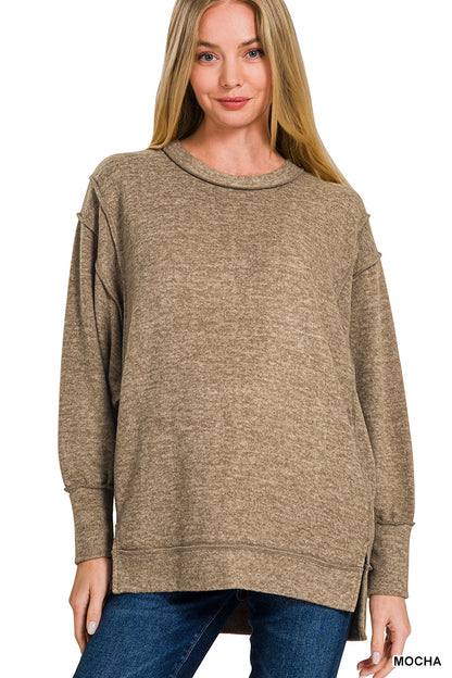 Womens Brushed Melange Hacci Oversized Sweater