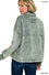 Womens Acid Wash Fleece Front Pocket Cropped Shacket