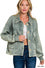 Womens Acid Wash Fleece Front Pocket Cropped Shacket