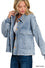 Womens Acid Wash Fleece Front Pocket Cropped Shacket